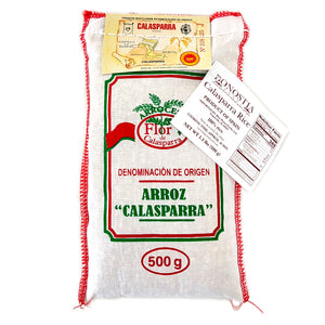 A cloth bag of Donostia Foods Calasparra Rice - Paella rice