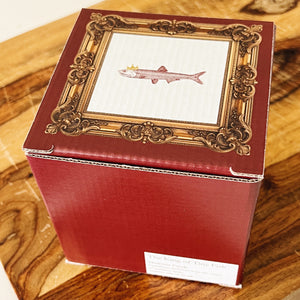 The King of Tiny Fish Gift Box from a jaunty angle